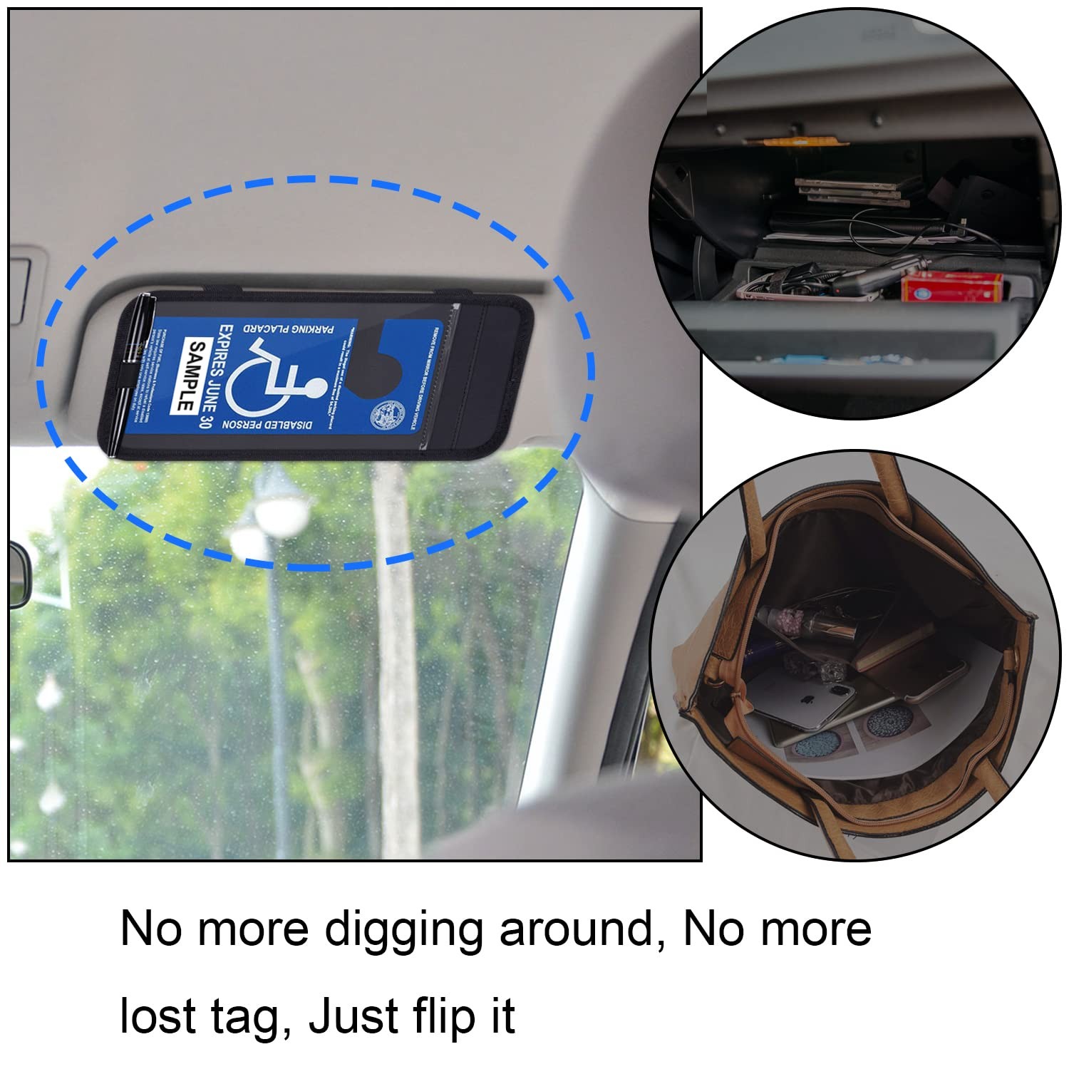 Handicap Placard Holder for Auto, Wisdompro Disabled Parking Permit Black