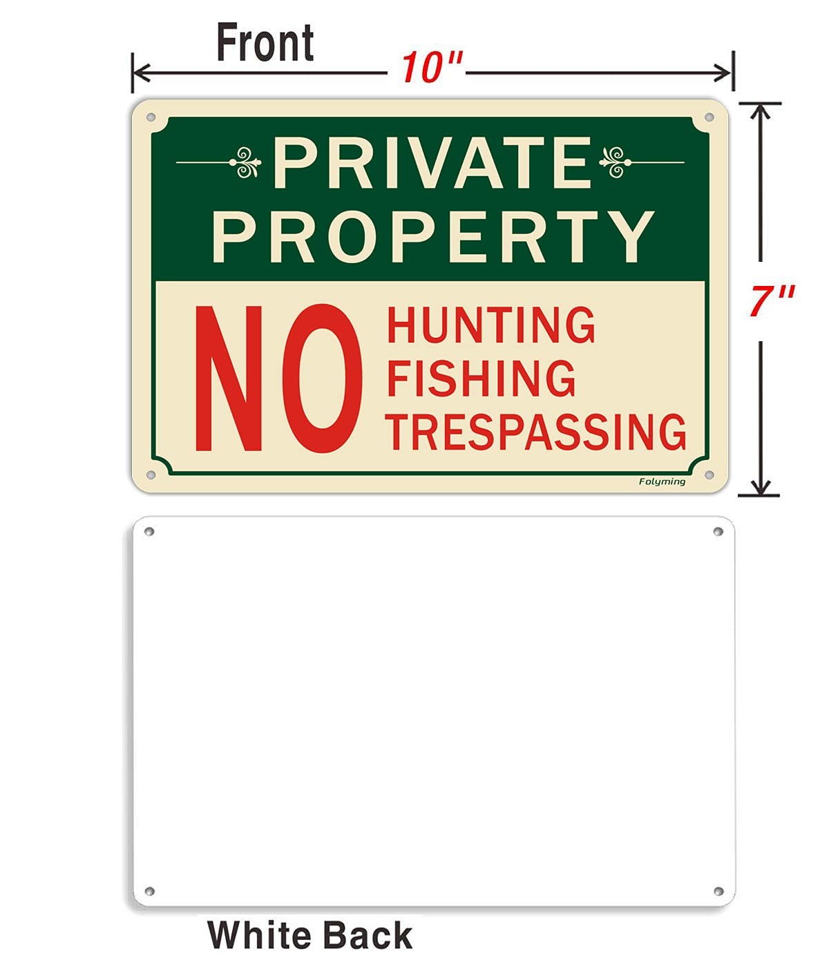 2 Pack Private Property No Hunting No Fishing No Trespassing Signs 10 x 7 Inc…