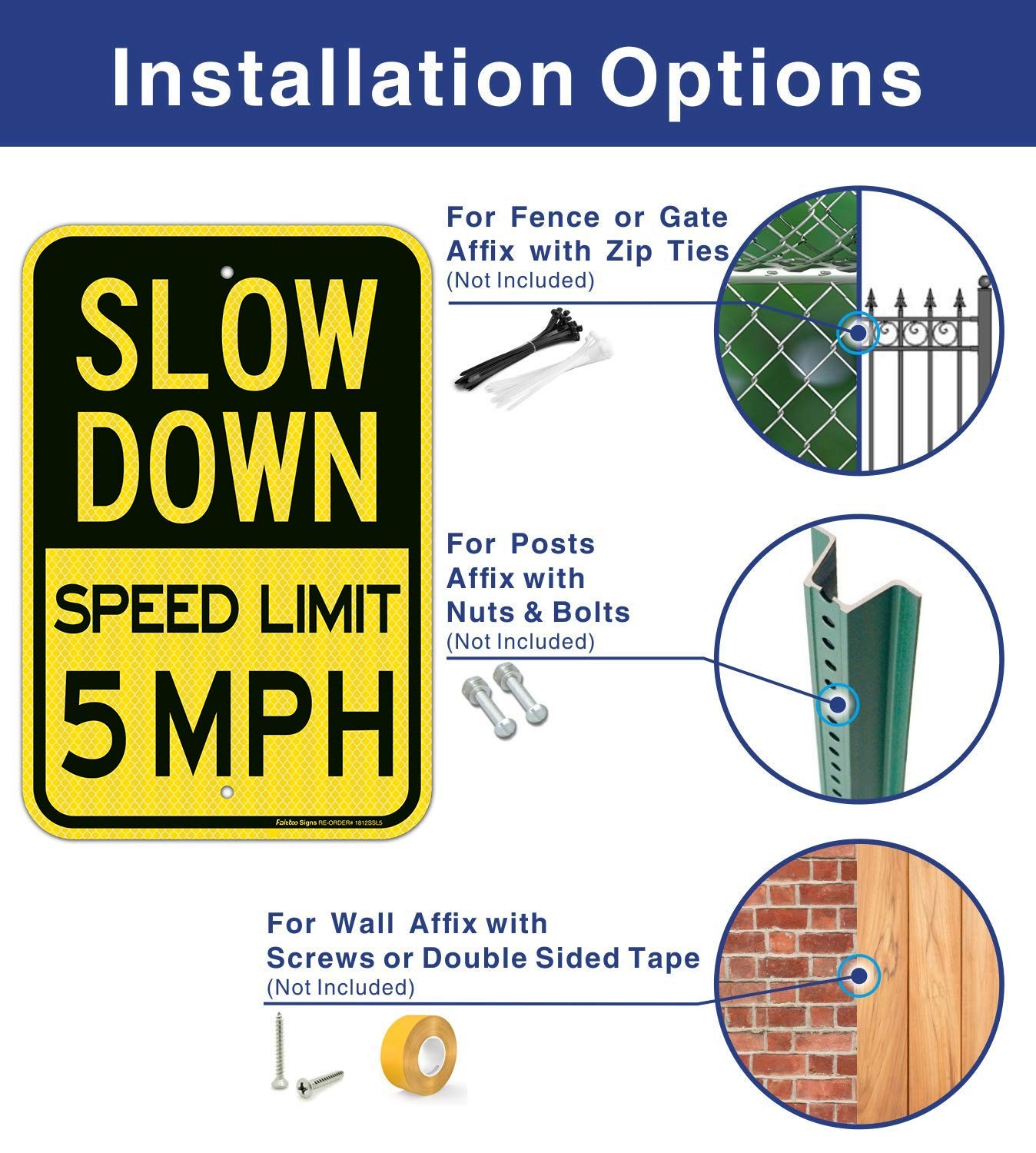 Slow Down Speed Limit 5 MPH Sign, Slow Down Sign, 18 x 12 Inches Engineer Gra…