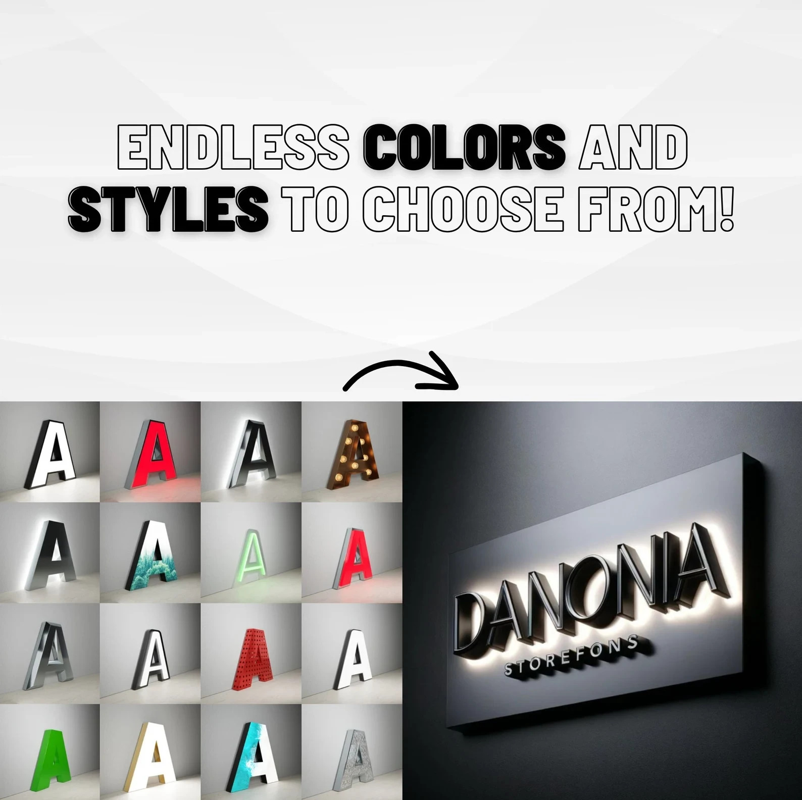 𝑵𝓙̶ Custom 3D Channel Letters LED Front Lit Storefront Indoor Outdoor Sign