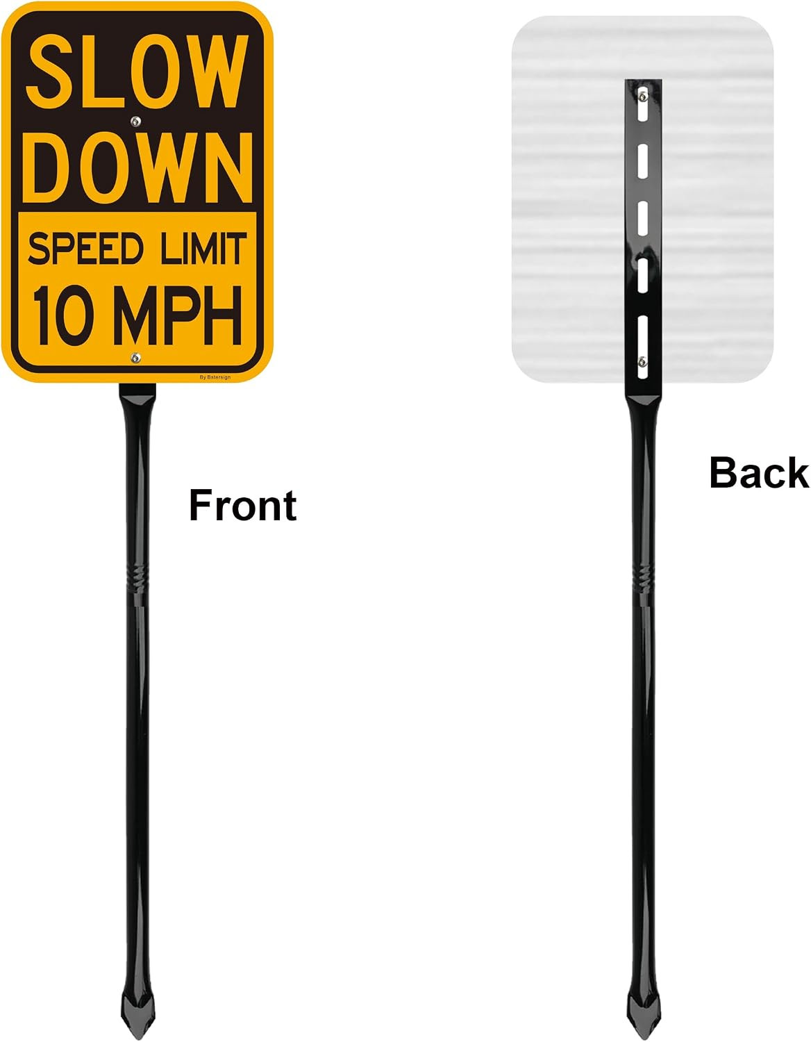 2Pack Slow down Speed Limit 10MPH Sign with 36 Inch Heavy Metal Stake, 14 X 10 I
