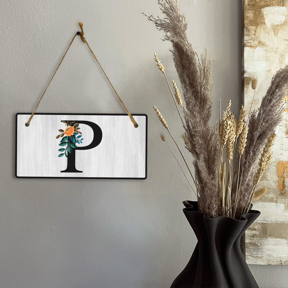 P Flower Decor 5×10 Hanging Wall or Door Sign | Alphabet Letter Room Decoration