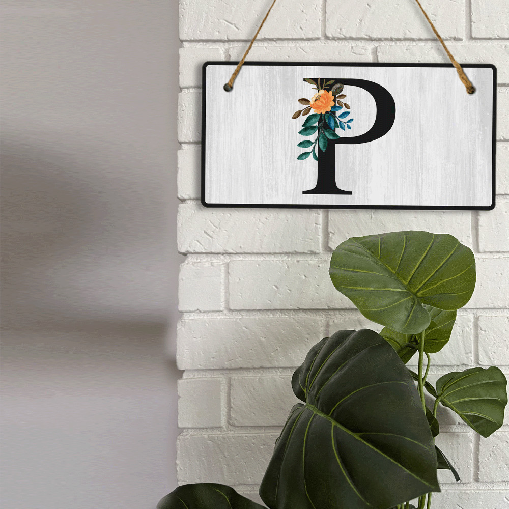 P Flower Decor 5×10 Hanging Wall or Door Sign | Alphabet Letter Room Decoration