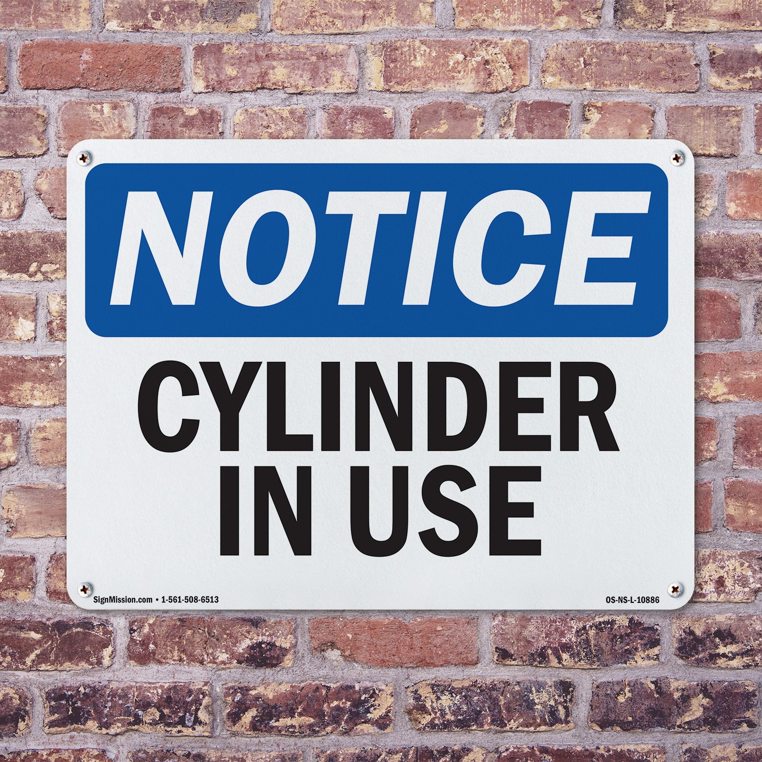 Cylinder In Use OSHA Notice Sign Metal, Plastic, Or Decal – 5 or 10 Pack