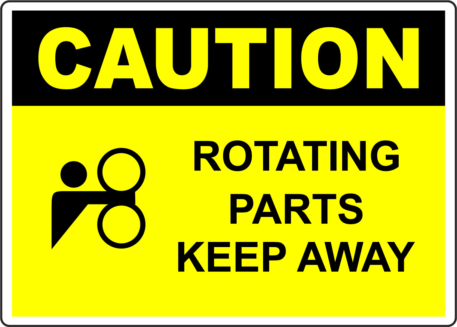 CAUTION ROTATING PARTS KEEP AWAY | Adhesive Vinyl Sign Decal