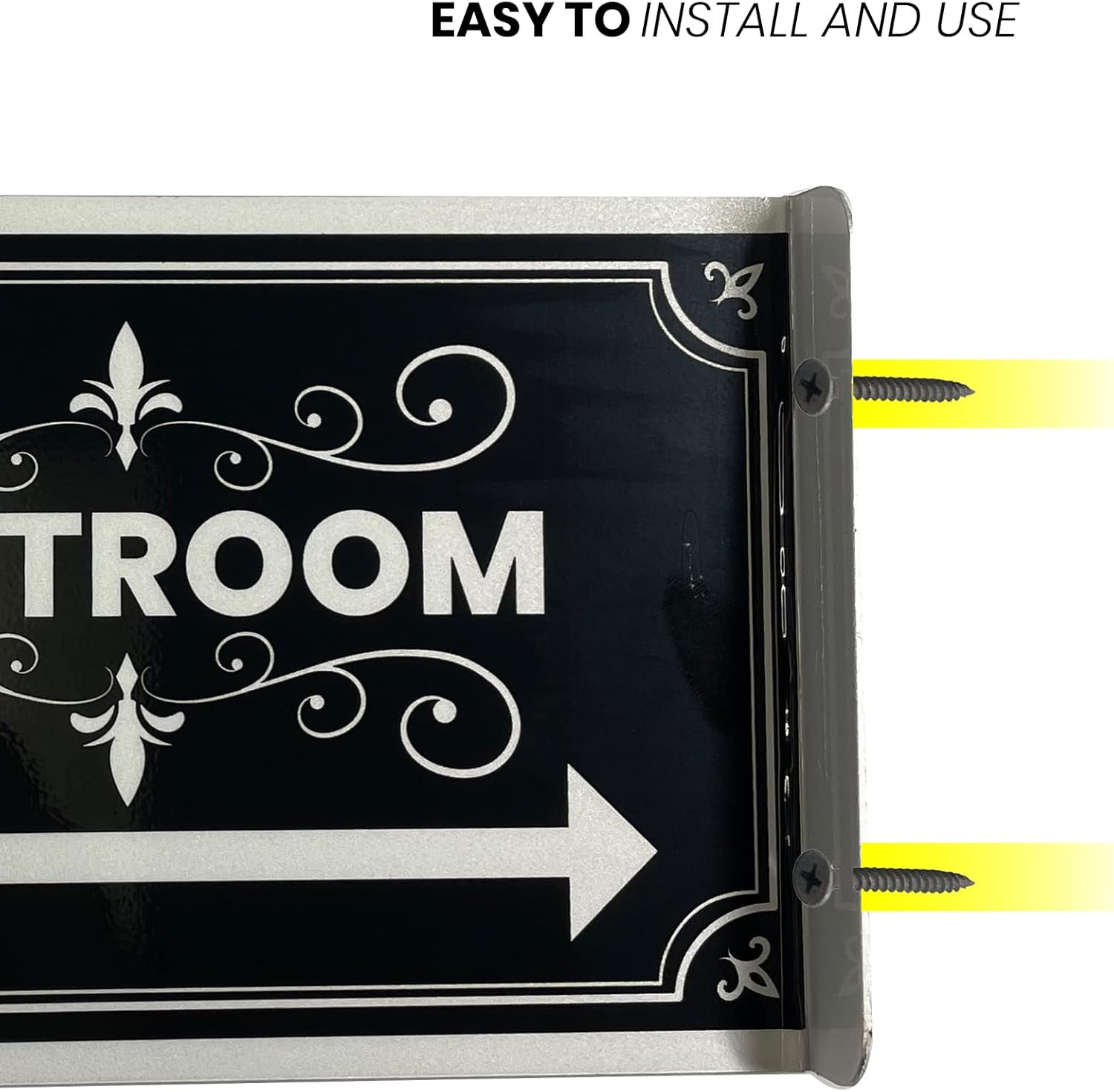 DOUBLE SIDED ALUMINUM RESTROOM SIGNS (2 PACK) METAL BATHROOM SIGNS for OFFICE or