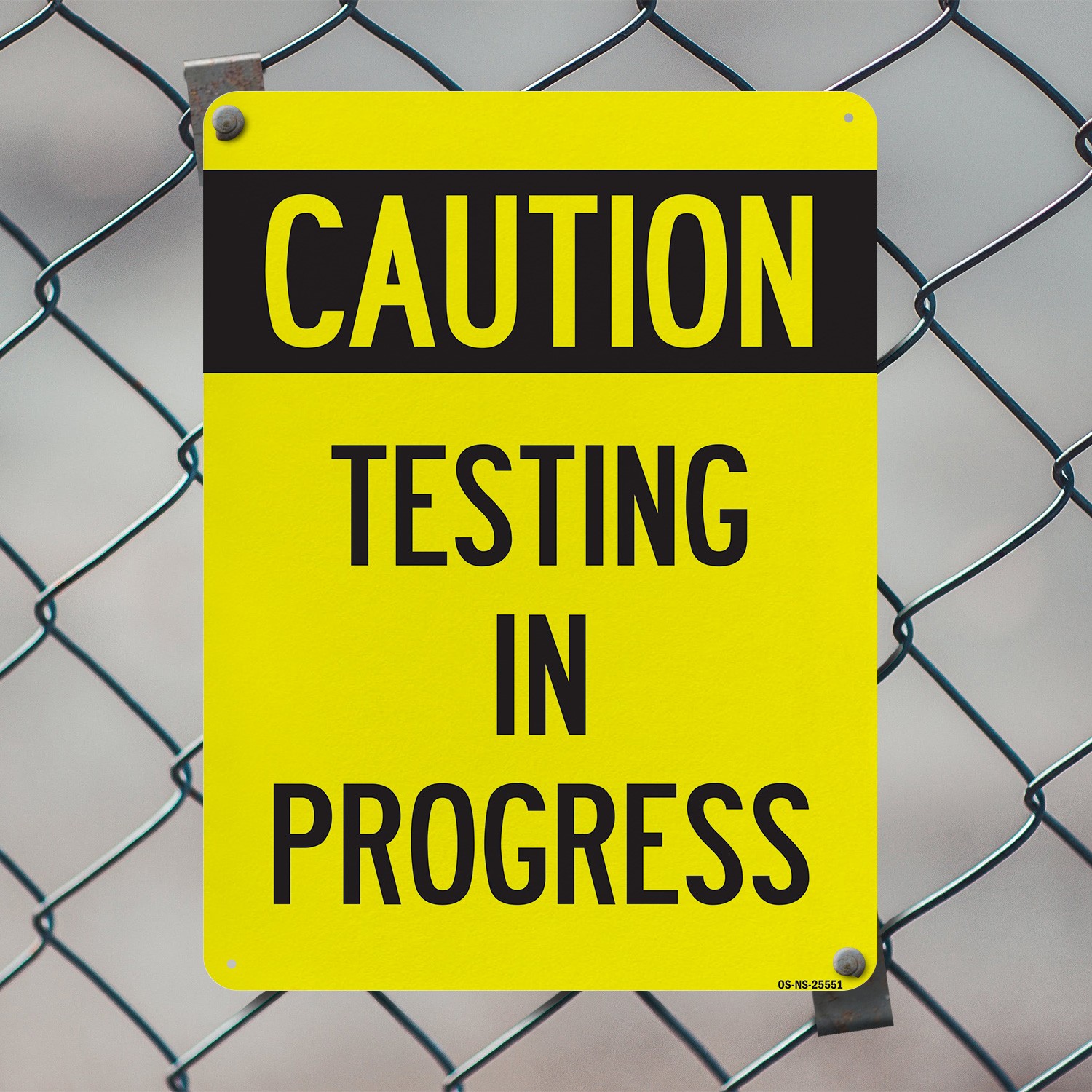 Caution Testing In Progress Public Safety Sign Metal Plastic, Decal 5 or 10 Pack