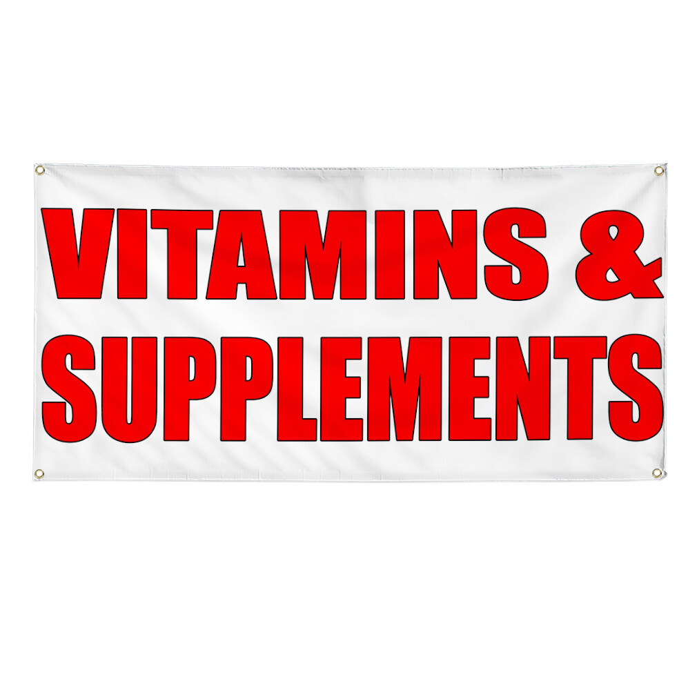 Vinyl Banner Multiple Sizes Vitamins and Supplements Business Pharmacies Outdoor