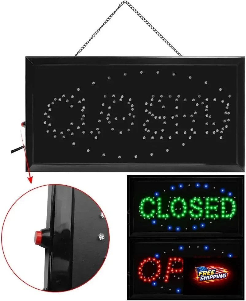 Boshen Led Open Signs Decor for Business Mart Shop Store Bar Cafe Barber ATM Now