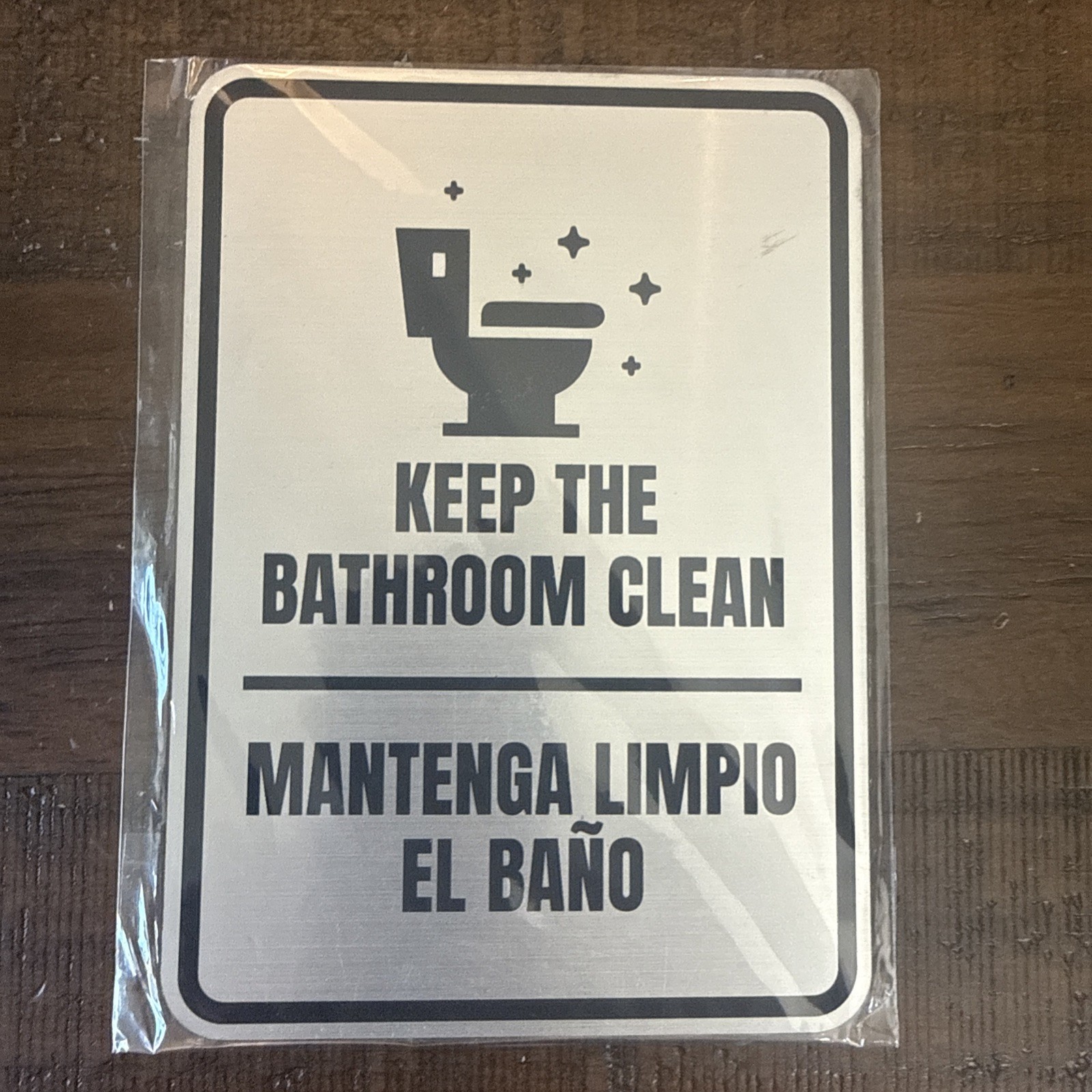 2 Pack Portrait Round Keep The Bathroom Clean Sign Spanish Bilingual 5&Prime; x 7&Prime;