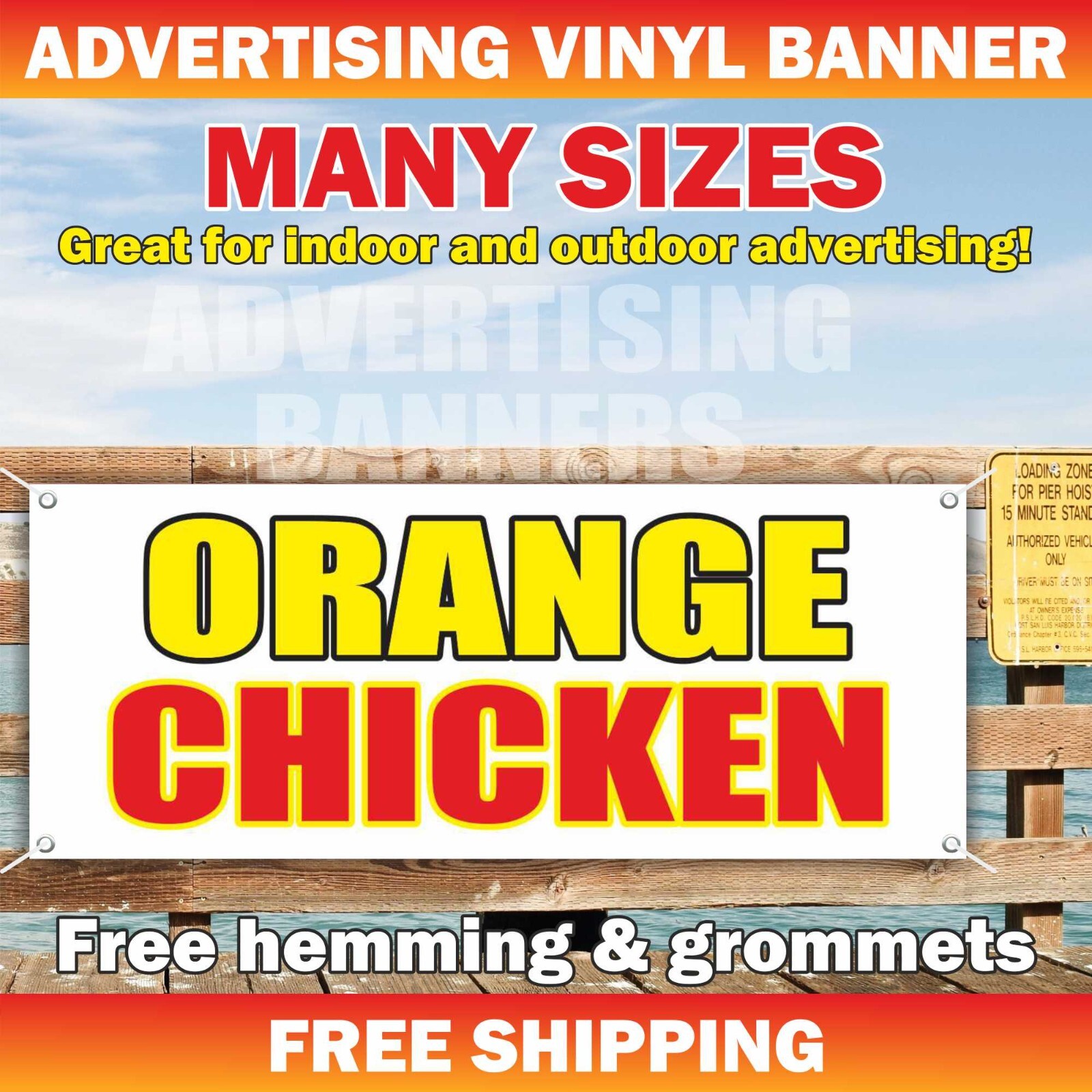 ORANGE CHICKEN Advertising Banner Vinyl Mesh Sign CHINESE FOOD bar buffet