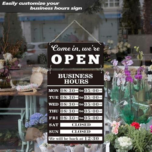 Magnetic Business Hours Sign – Double Sided Open Closed Metal Store Hours for Gl
