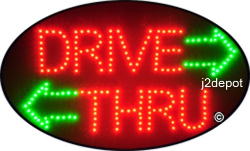 US Seller Animated Drive Thru Led Sign neon lighted. Video inside. 21&Prime;x13-1/2&Prime;