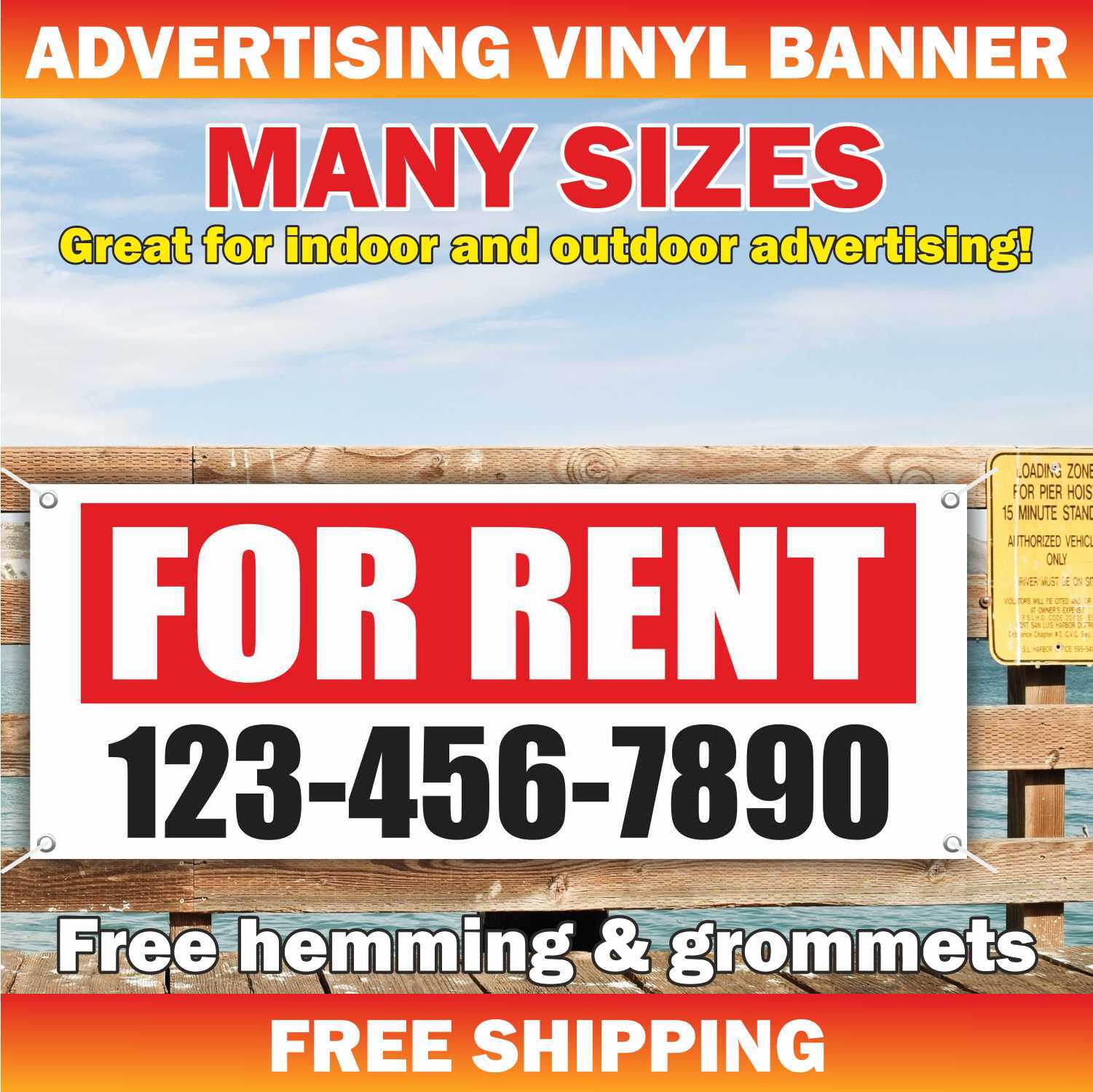 FOR RENT Advertising Banner Vinyl Mesh Sign for lease rental space custom phone