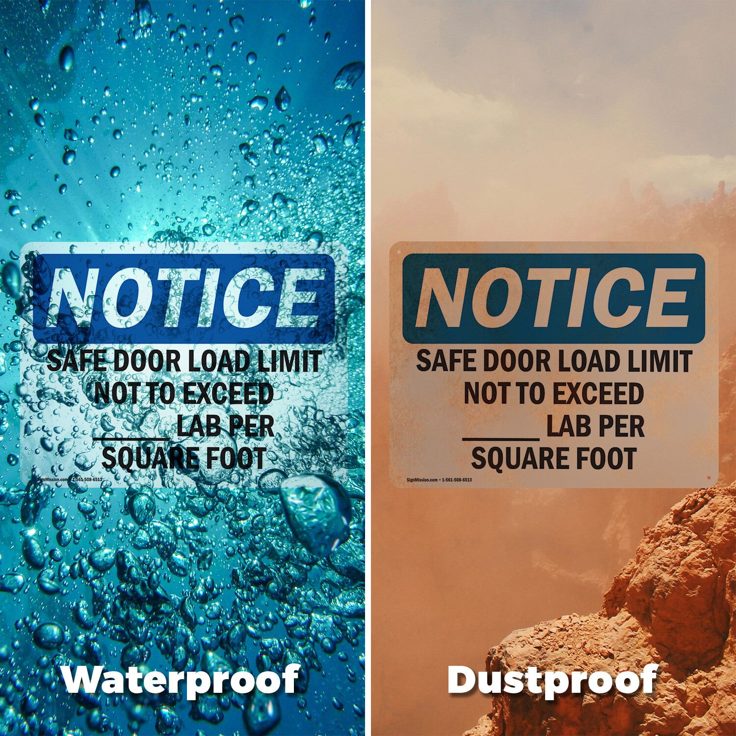 (2 Pack) Safe Floor Load Limit Not To Exceed____Lbs OSHA Notice Sign Decal Metal