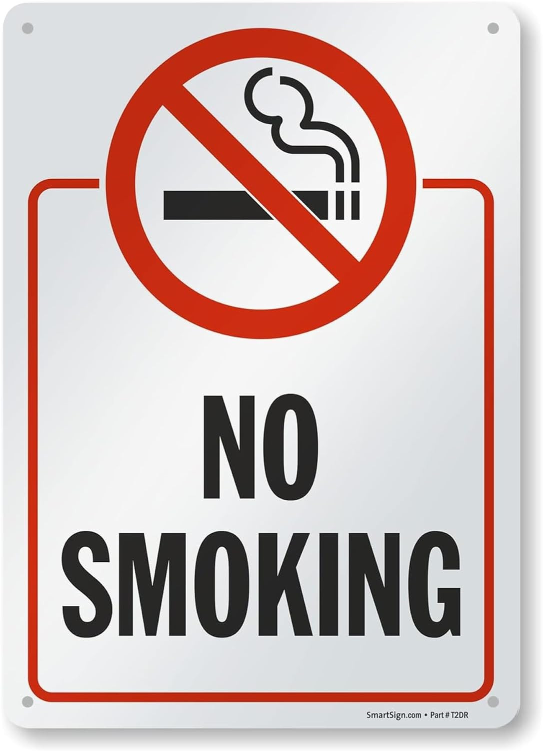 14 x 10 inch “No Smoking” Metal Sign with Symbol, Screen Printed, 40 mil Laminat