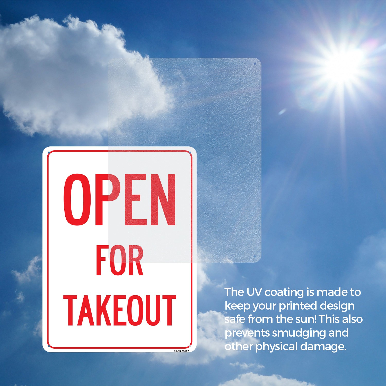 Open For Takeout Public Safety Sign Metal, Plastic, Or Decal – 5 or 10 Pack