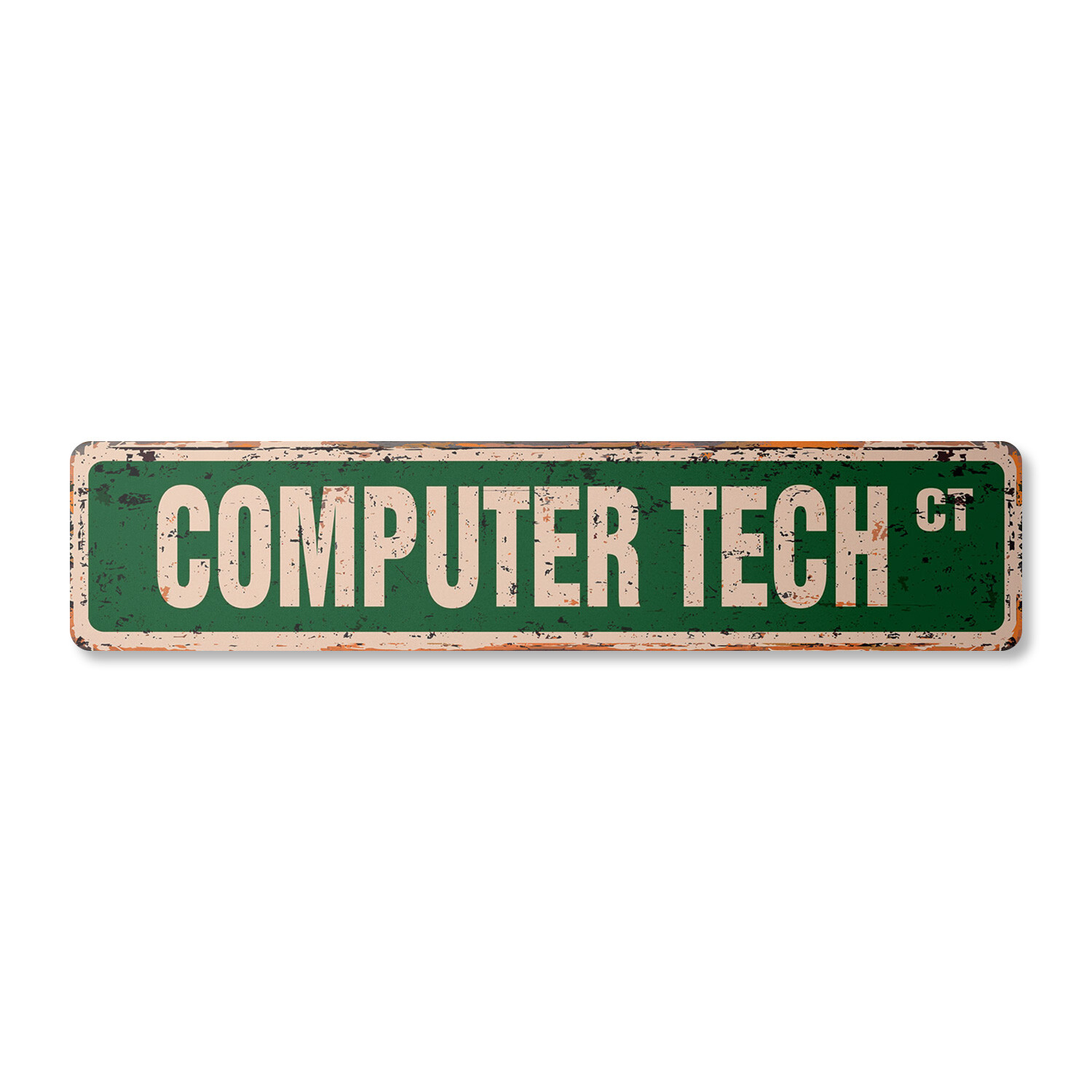 COMPUTER TECH Vintage Street Sign Metal Plastic geek repair fix apple pc