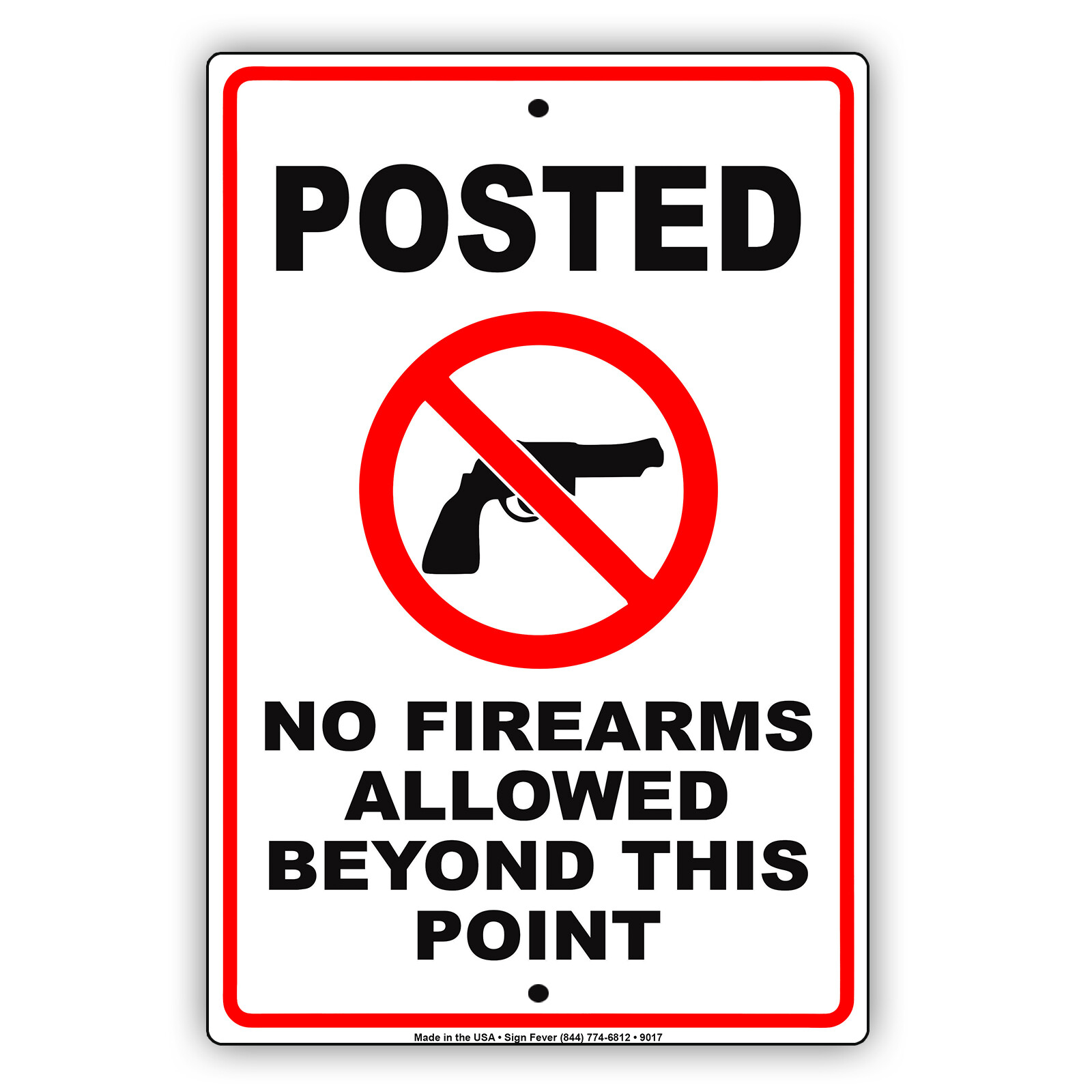Posted No Firearms Allowed Beyond This Point Novelty Notice Aluminum Metal Sign