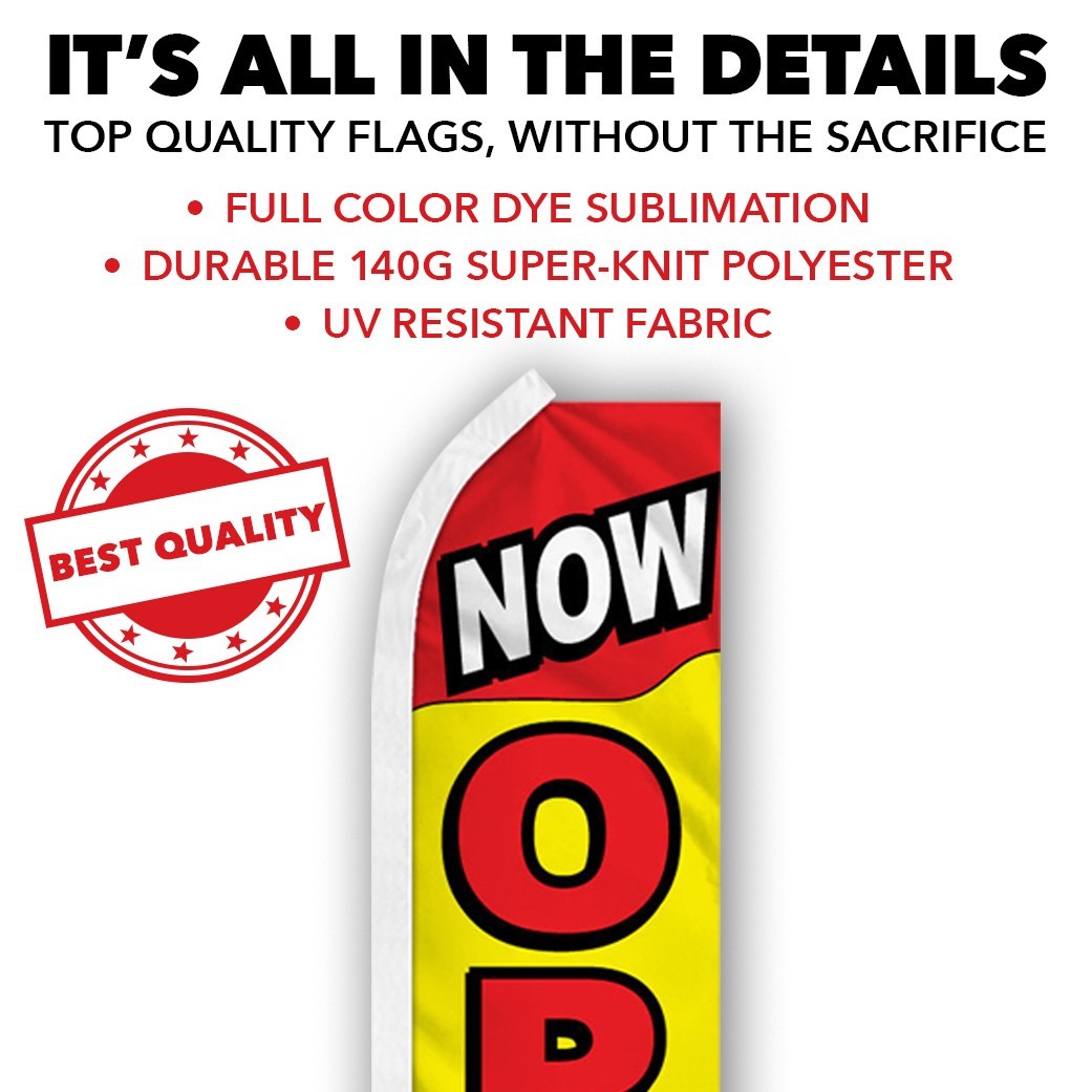 Now Open Advertising Swooper Feather Flutter Flag Open Now YW/RD