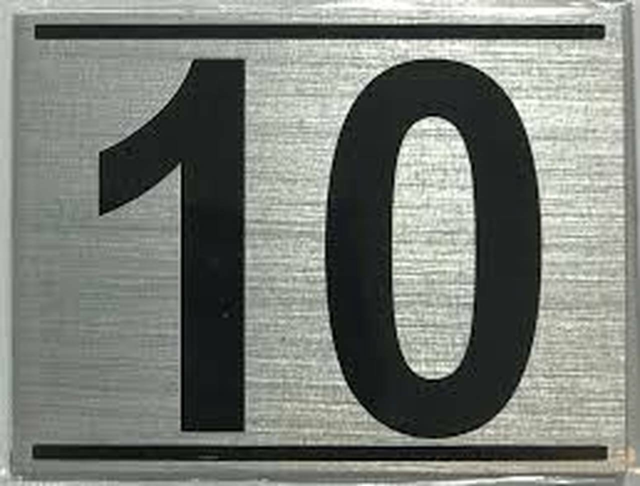 APARTMENT NUMBER TEN (10) SIGN – -BRUSHED ALUMINUM (2.25X3)–REF24-1027
