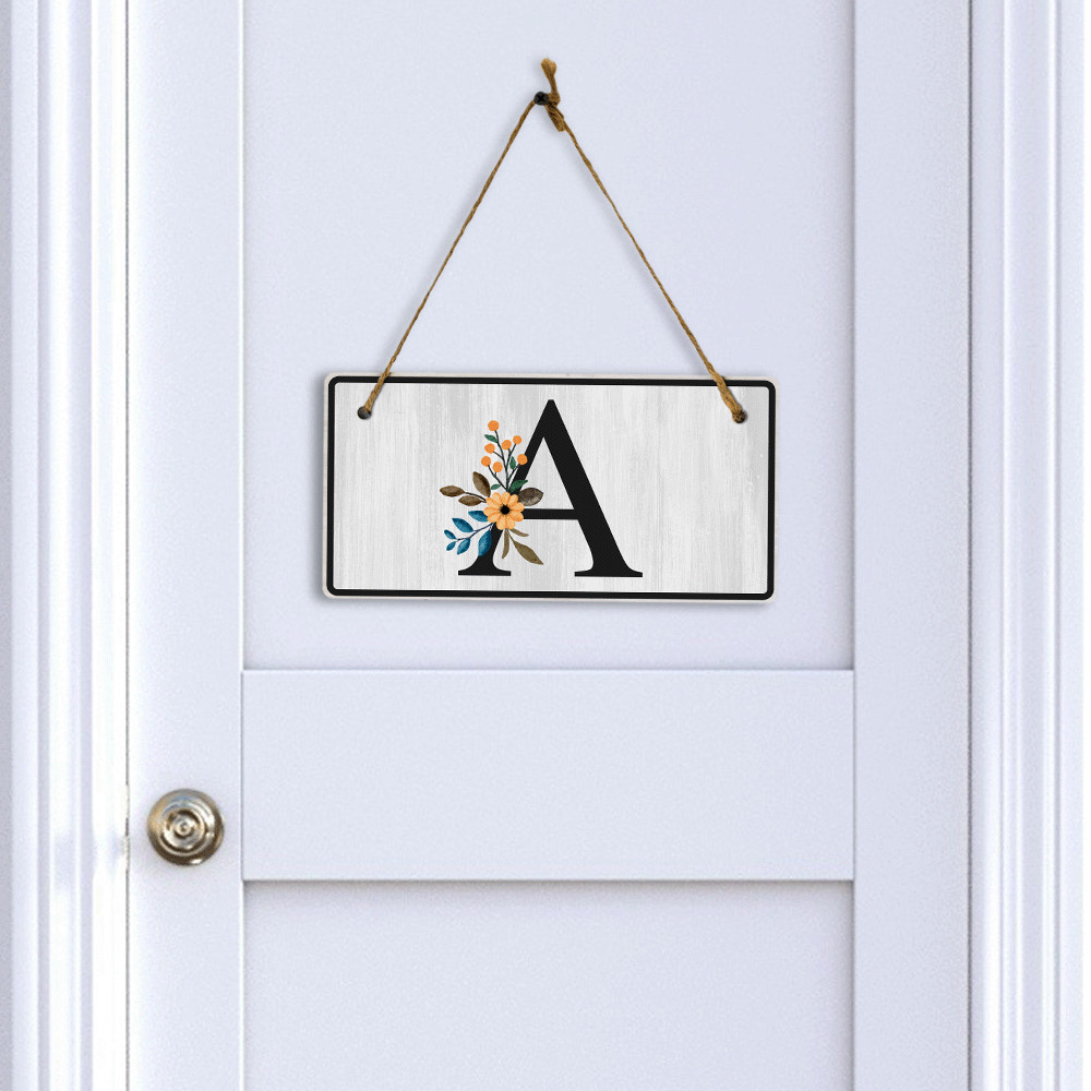 A Flower Decor 5×10 Hanging Wall or Door Sign | Alphabet Letter Room Decoration