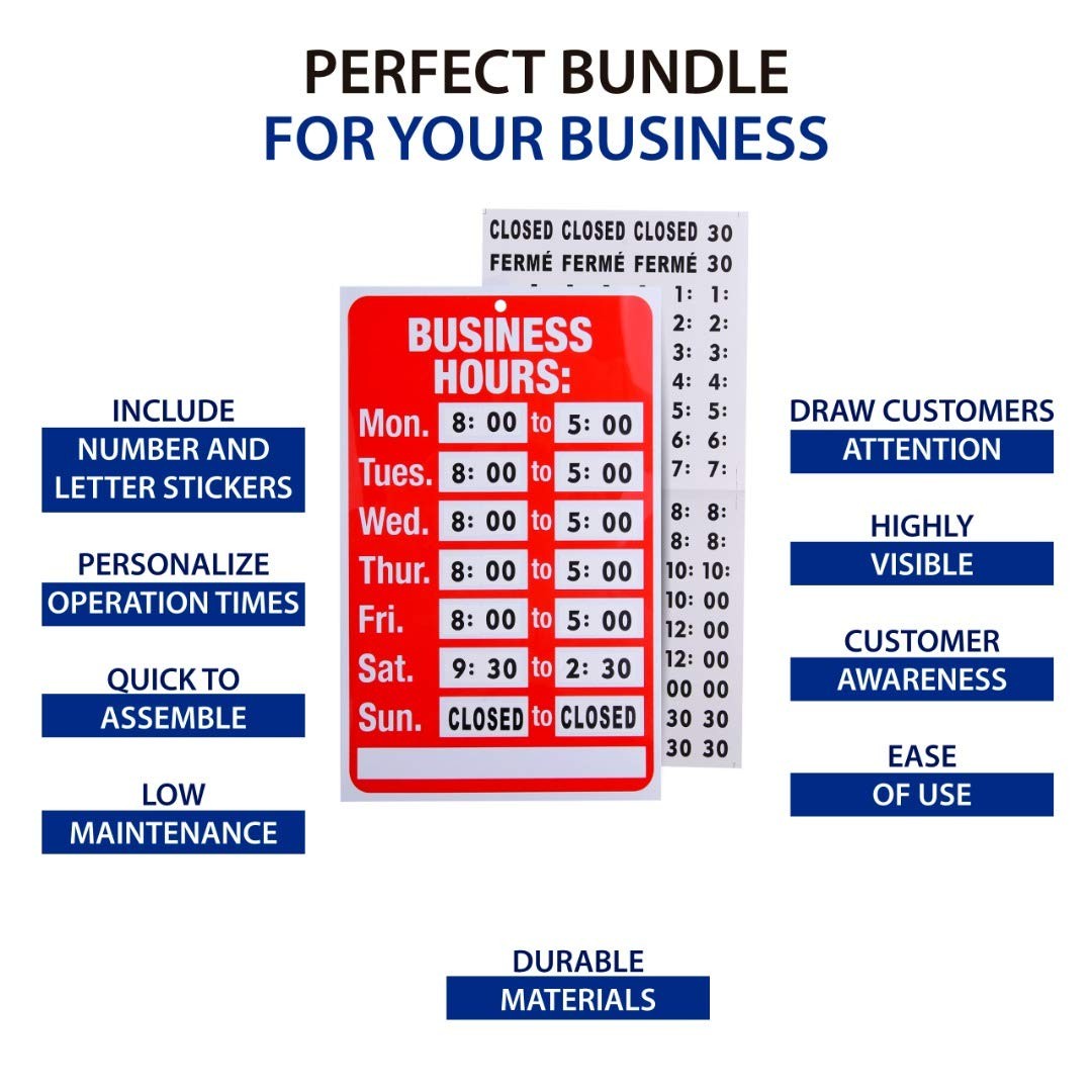 Open Signs for Business, Bundle of Office Hours (24 x 36) inch, Multicolored