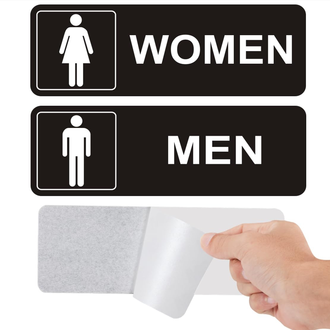 Restroom Sign – (2 Pack ) Metal Restroom Signs for Business with Strong
