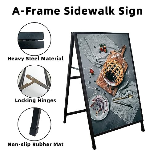 GOLEMAS A FRAME SIDEWALKSIGN 24X36 HEAVY DUTY METAL SANDWICH BOARD – BLACK