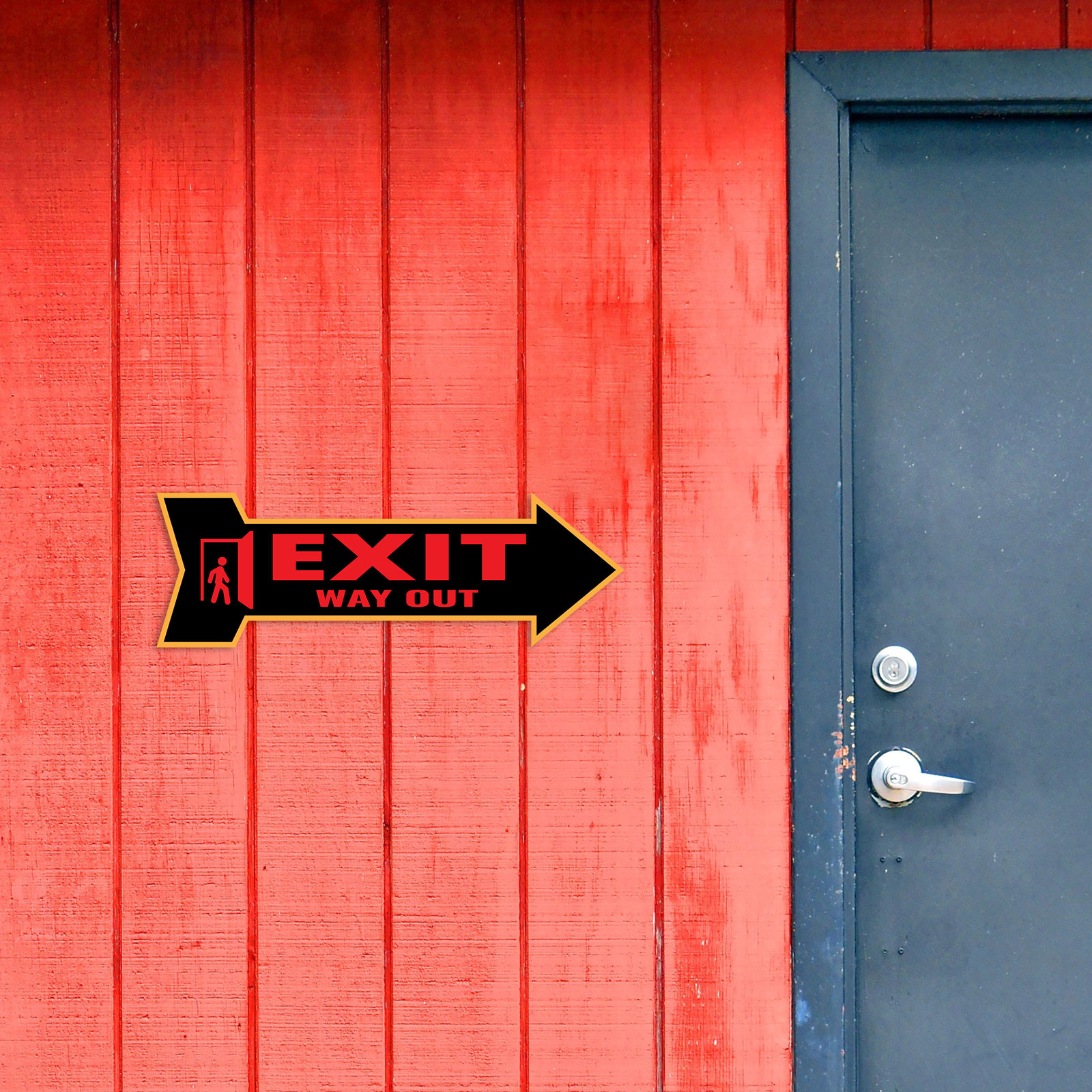 Arrow Shape Exit Way Out 12×4&Prime; Wall or Door Sign | Public Signage
