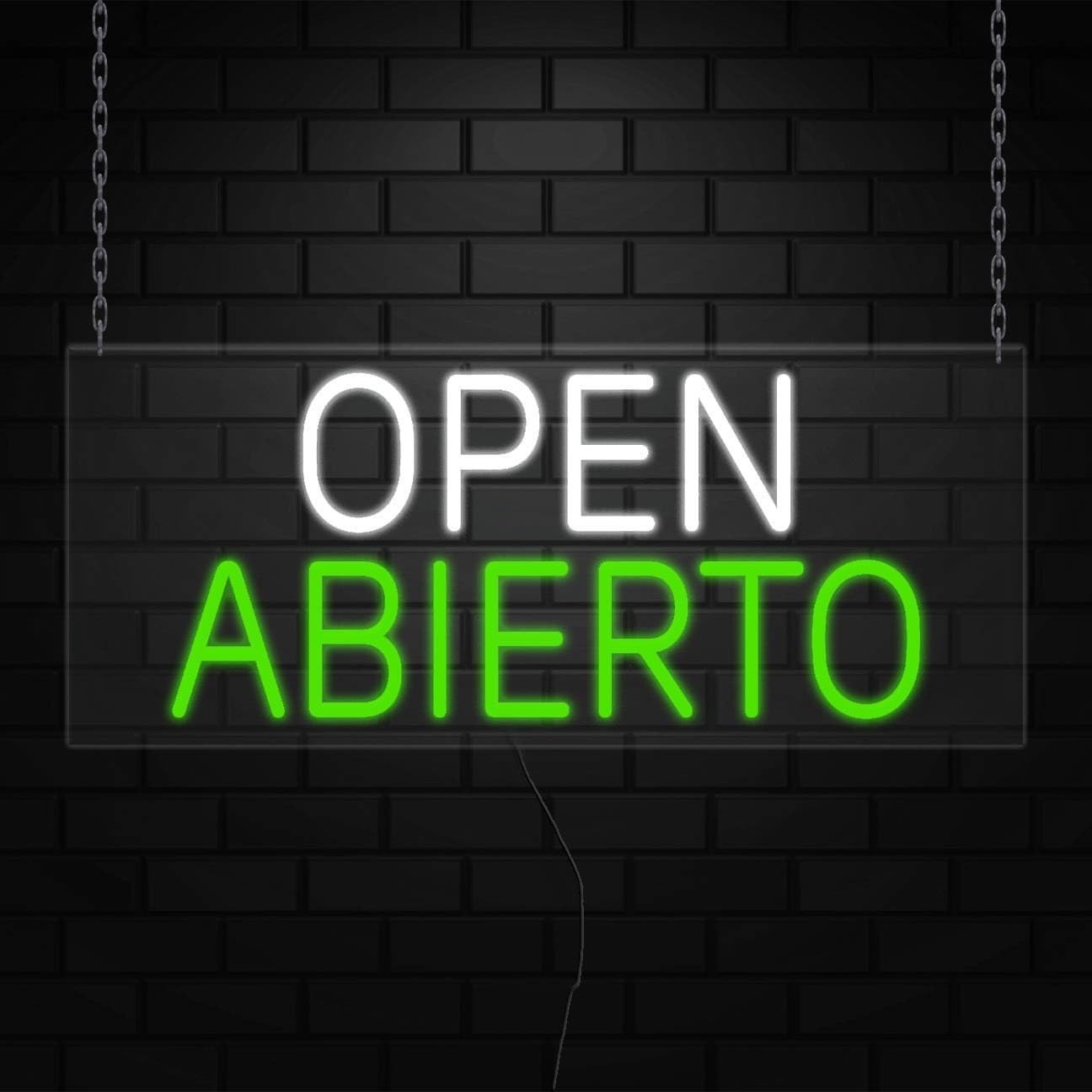 Open Abierto Sign for Business Displays | LED Flex Neon | 32&Prime;W x 13&Prime;H x 1&Prime;D