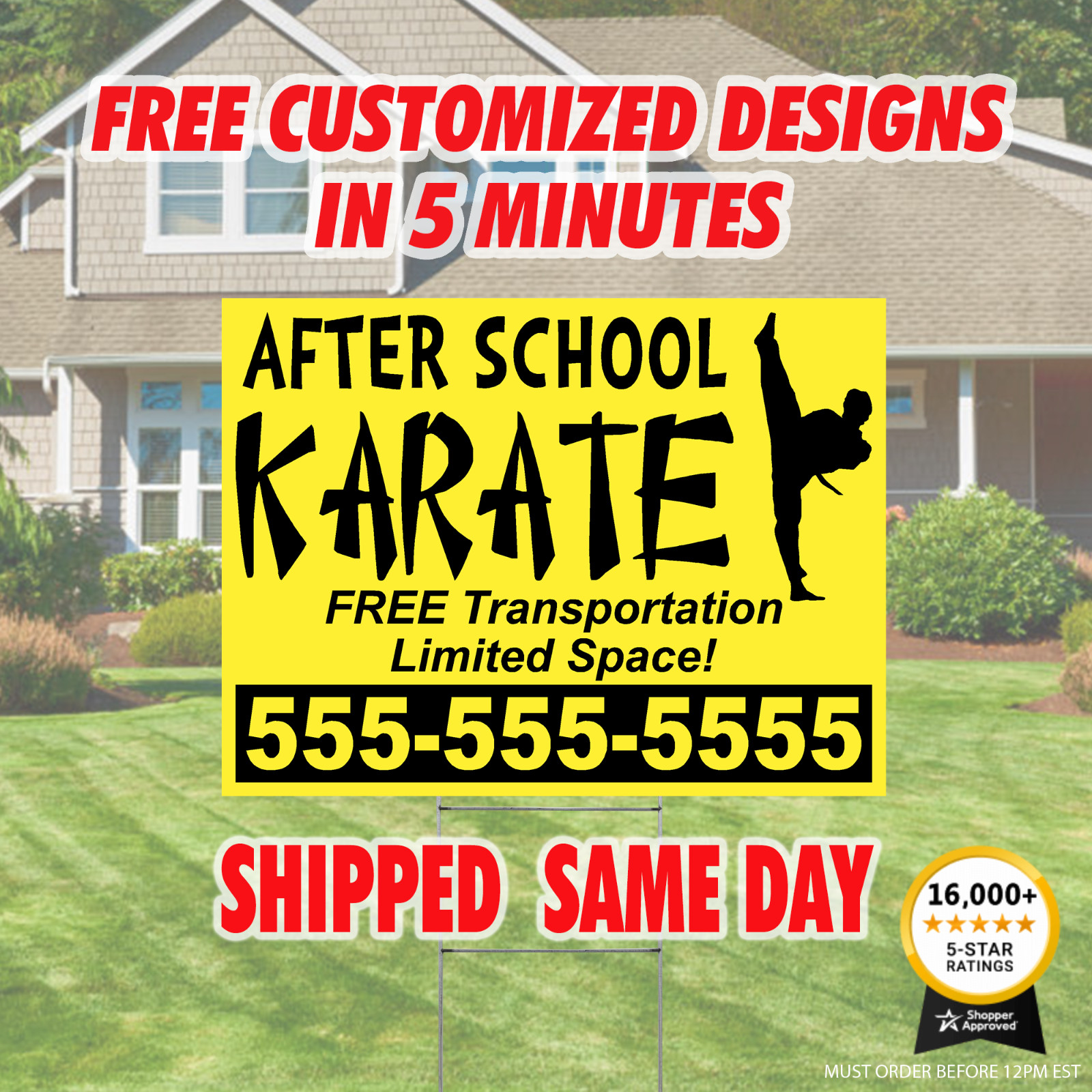 After School Karate Full Color Custom Yard signs 24&Prime;x18&Prime; Stakes Included