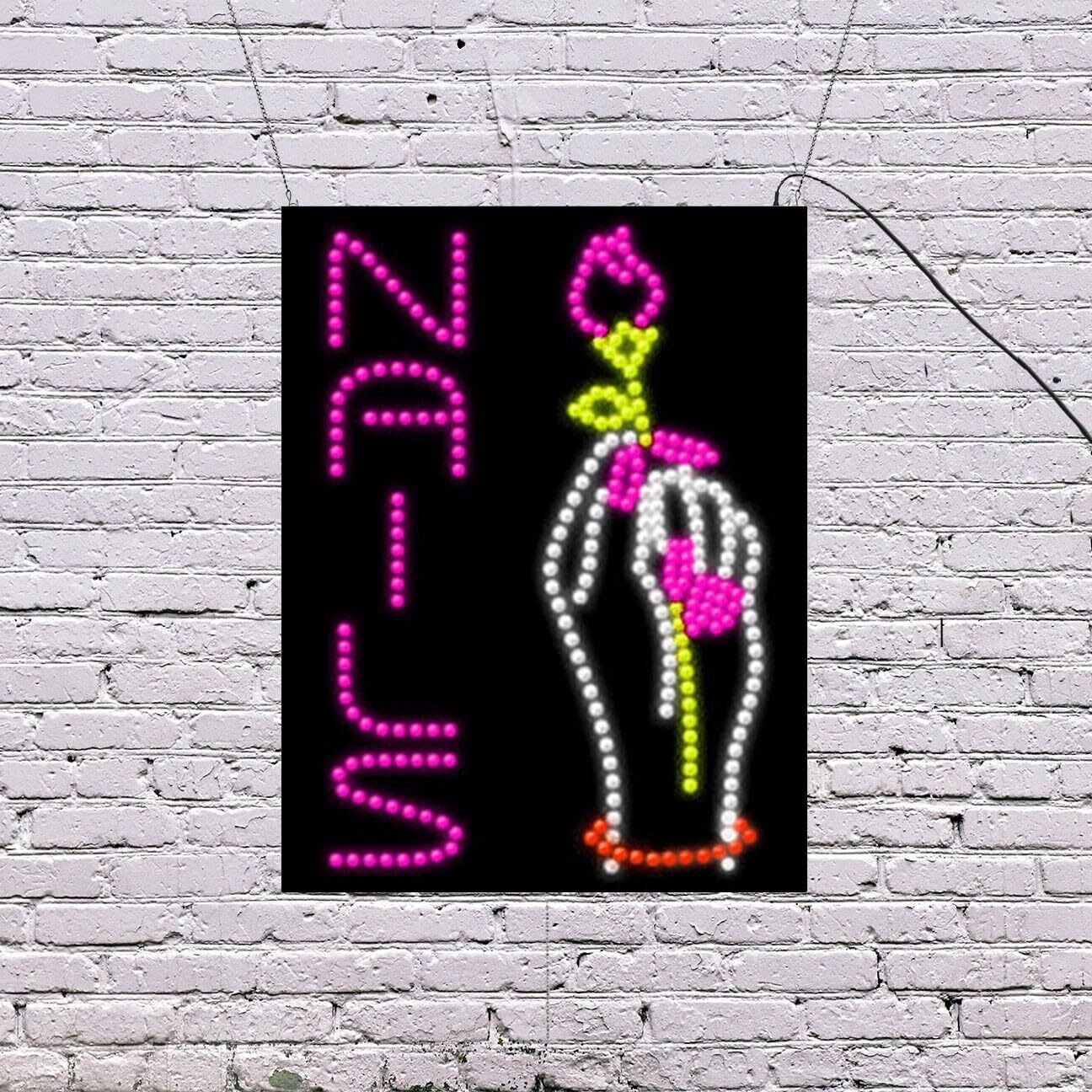LED Nails Sign | Light Up Sign | 26&Prime;H x 20&Prime;W x 2&Prime;D