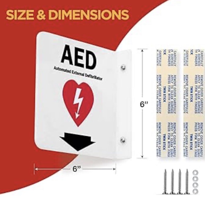 « AED » Projecting Sign | 6&Prime; x 6&Prime; Acrylic, Made in USA