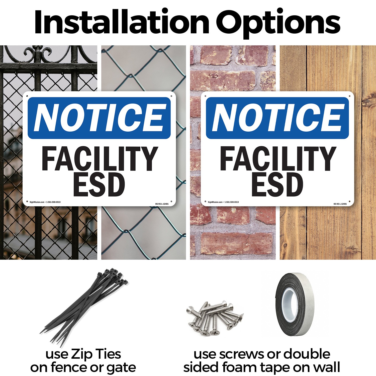 Facility ESD OSHA Notice Sign Metal, Plastic, Or Decal – 5 or 10 Pack