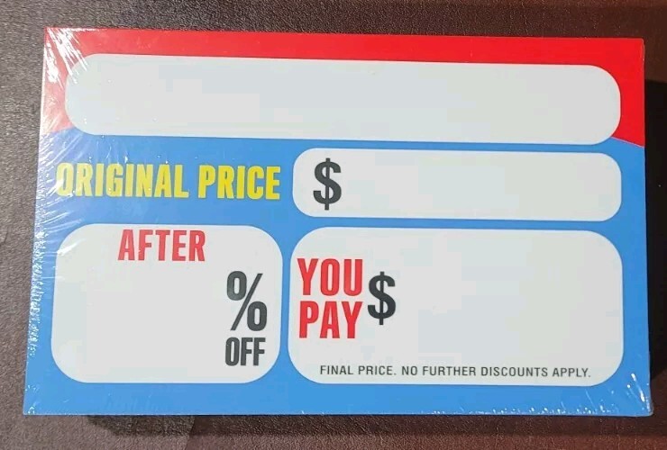 200 pack 7”x11” Blank Sale Signs Original Take After % Off You Pay $ Discount