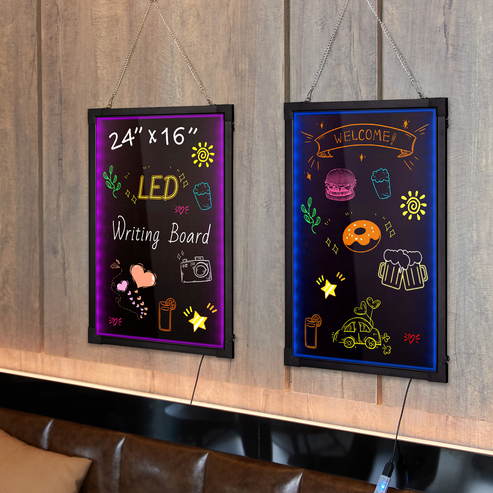 VEVOR LED Message Writing Board 24&Prime;x16&Prime; Illuminated Erasable Lighted Chalkboard