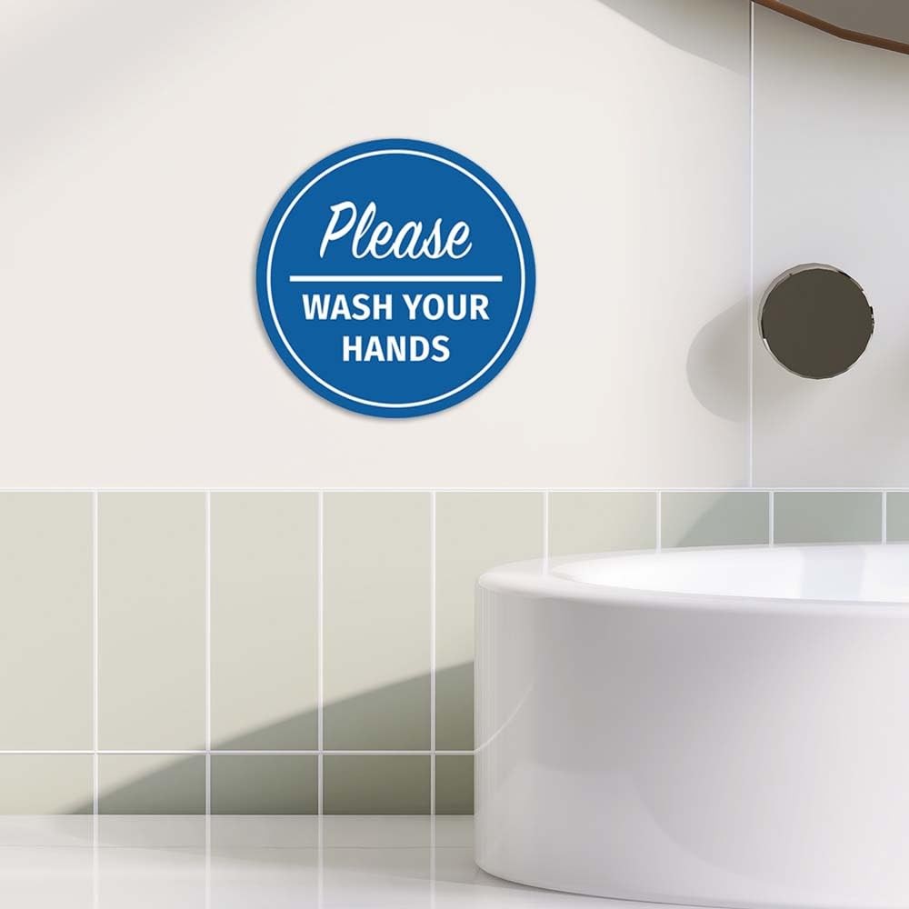 Circle Please Wash Your Hands Sign (Black) – Small 1 Pack