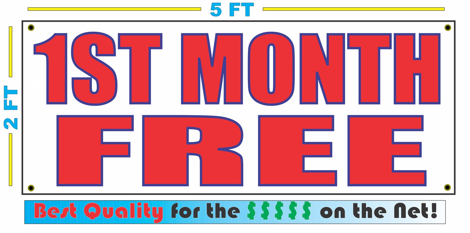 1ST MONTH FREE Banner Sign Apartment Business Rental 2×5