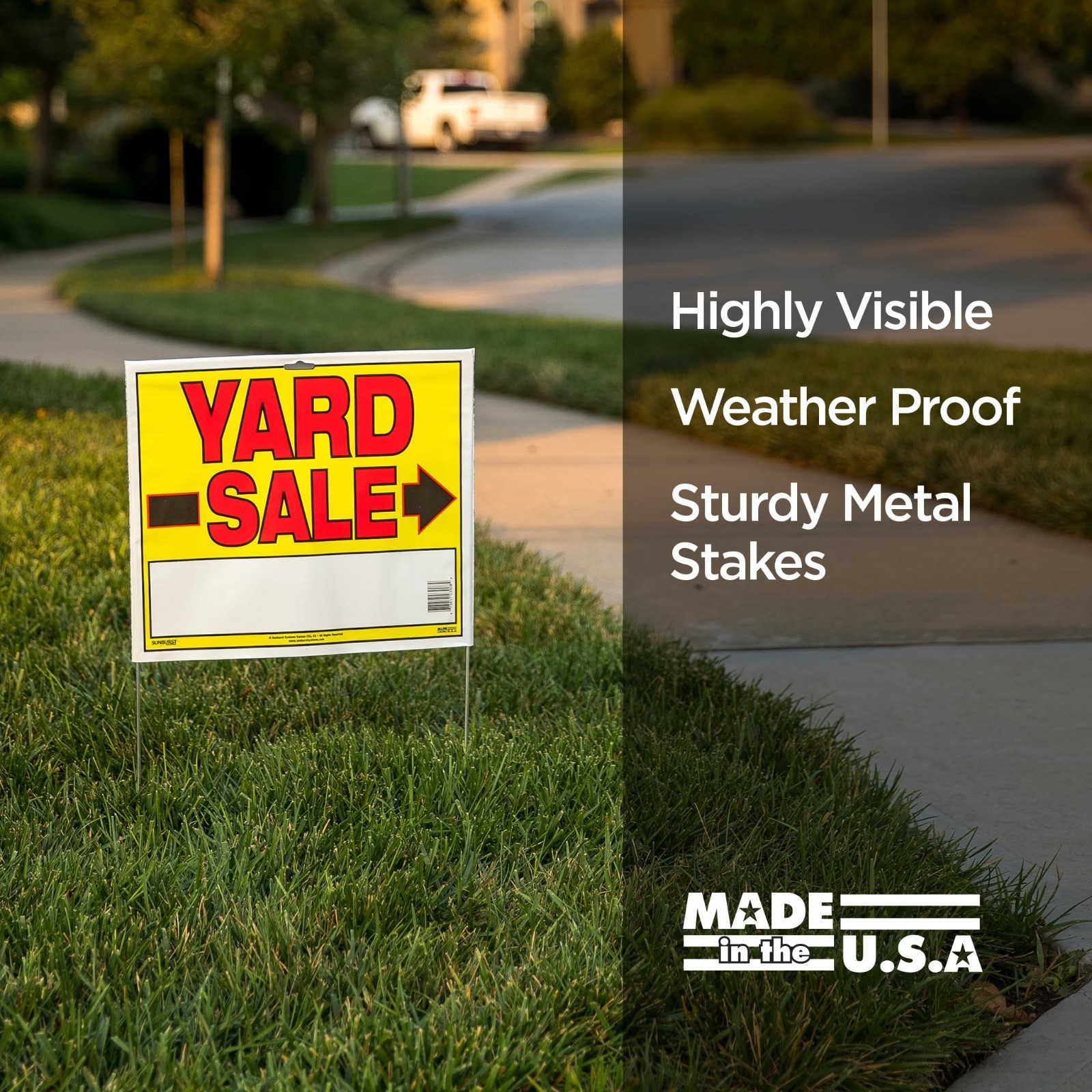 Double-Sided Yard Sale Signs with Metal U-Stake, 22&Prime;x14&Prime;, 10 Pack – Bright Color