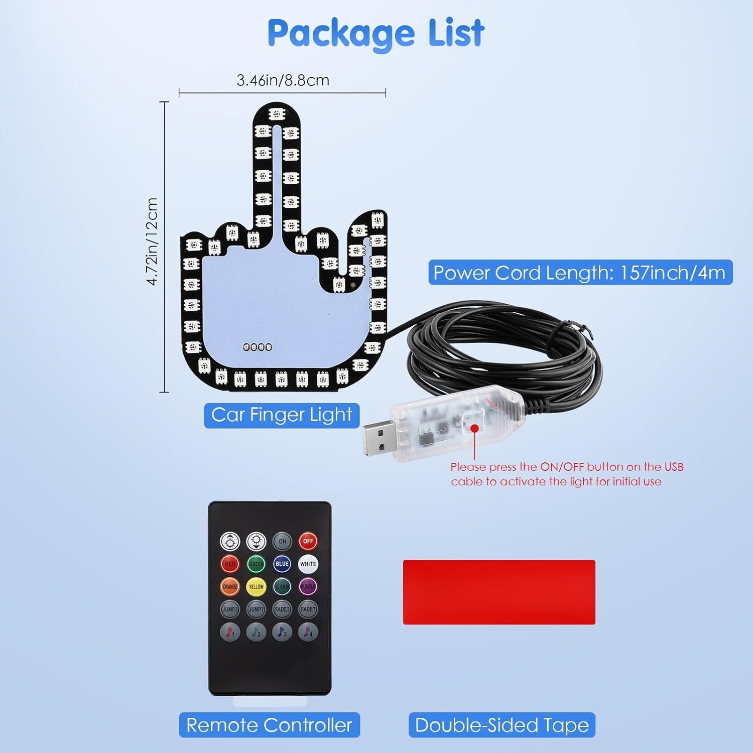 LED Car Window Gesture Light – Remote-Controlled 7-Color Finger Flicker