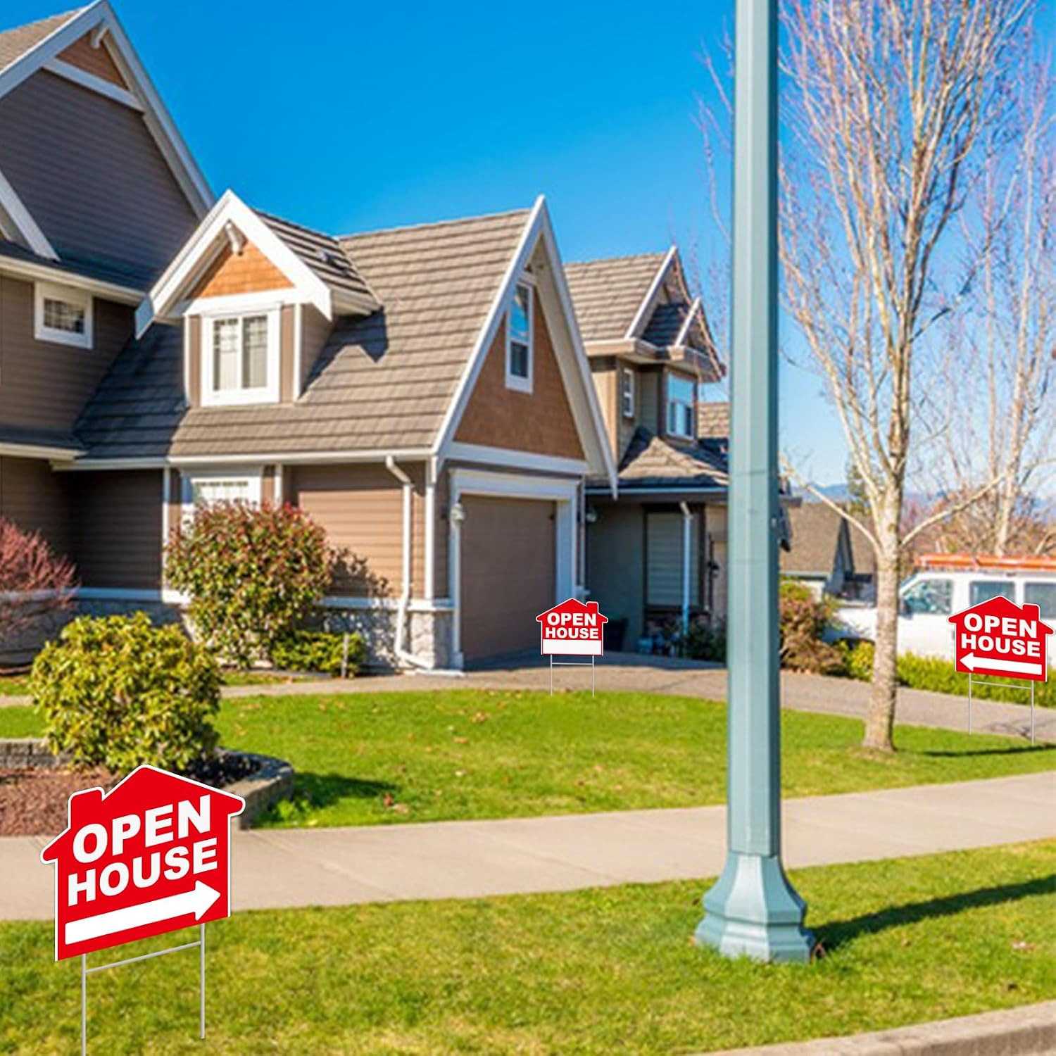 Open House Signs For Real Estate, 3-Pack 17&Prime;x13&Prime; Double-Sided Signs, Corrugated