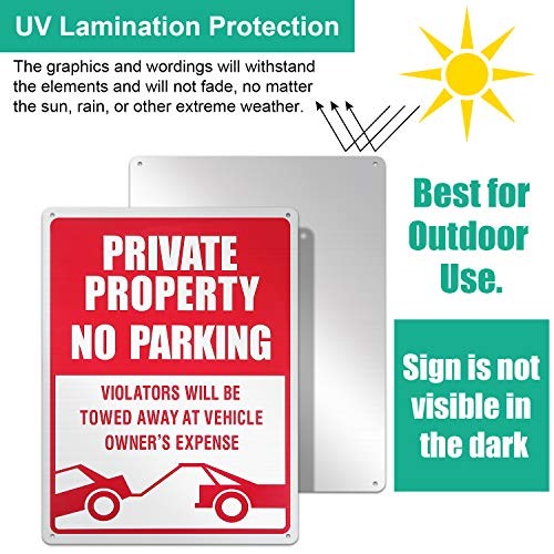3-Pack No Parking Signs – 14 x 10 Inches Reflective Private Property Signs