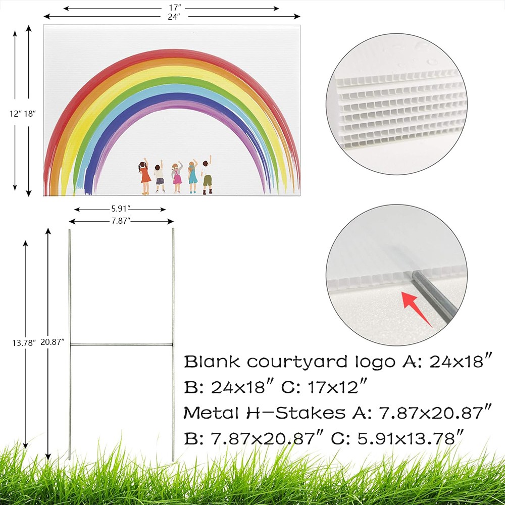 18&Prime;x24&Prime; Durable Blank Yard Business Sign Kit 0.14&Prime; Thickness with 21&Prime; H Stakes