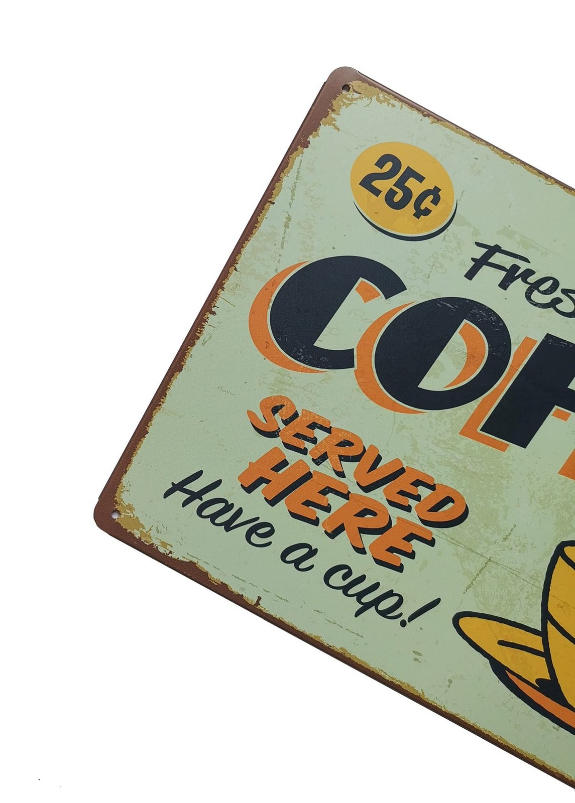 Fresh Brewed Coffee Served Here Metal Retro Decor Vintage Tin Sign 12X8