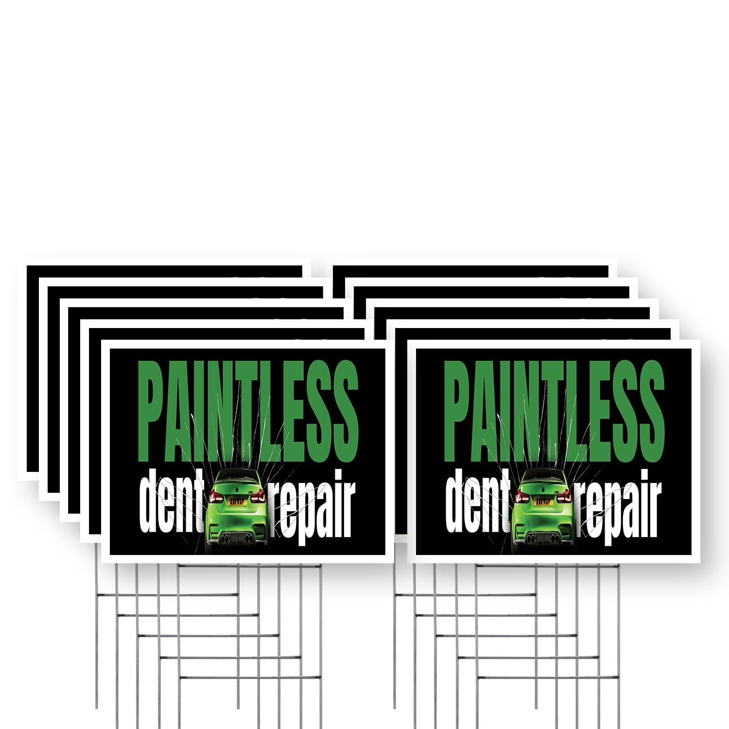 Paintless Dent Repair Yard Sign 10 Pack of 18 Inch x 24 Inch Single Sided Wea…
