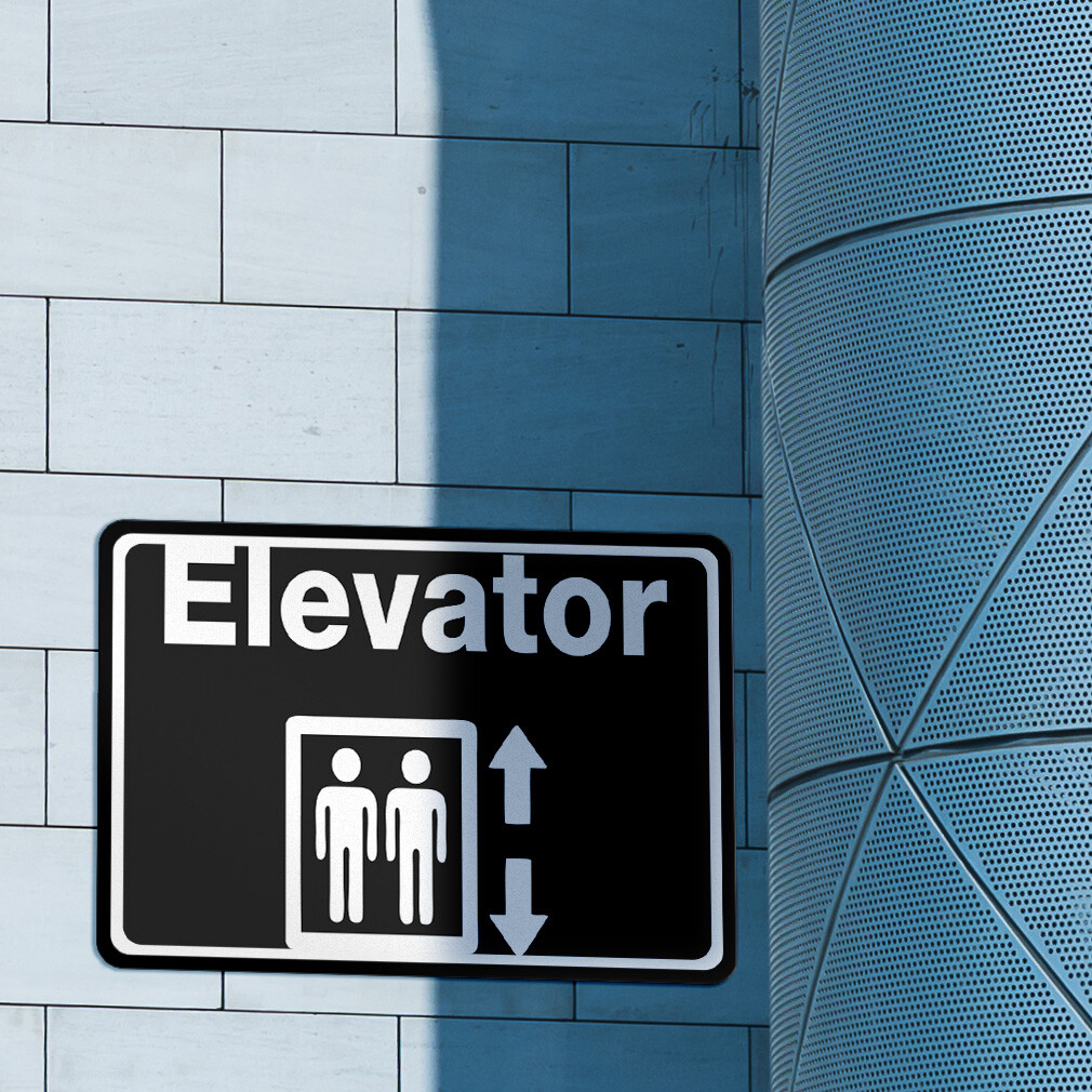 Horizontal Metal Sign Elevator B Business Weatherproof Street Signage