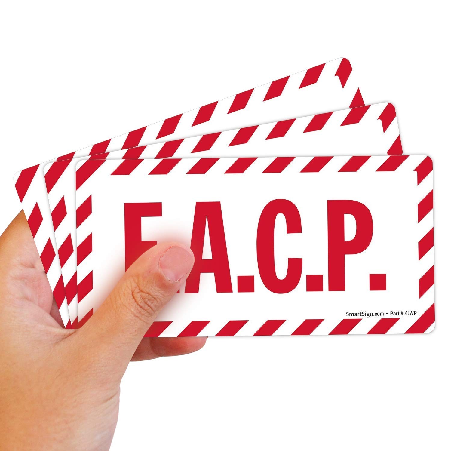 5-Pack 2.5×5&Prime; « FACP » Adhesive Vinyl Label Red on Glow LB-2084-EU-2.5×5-Q5
