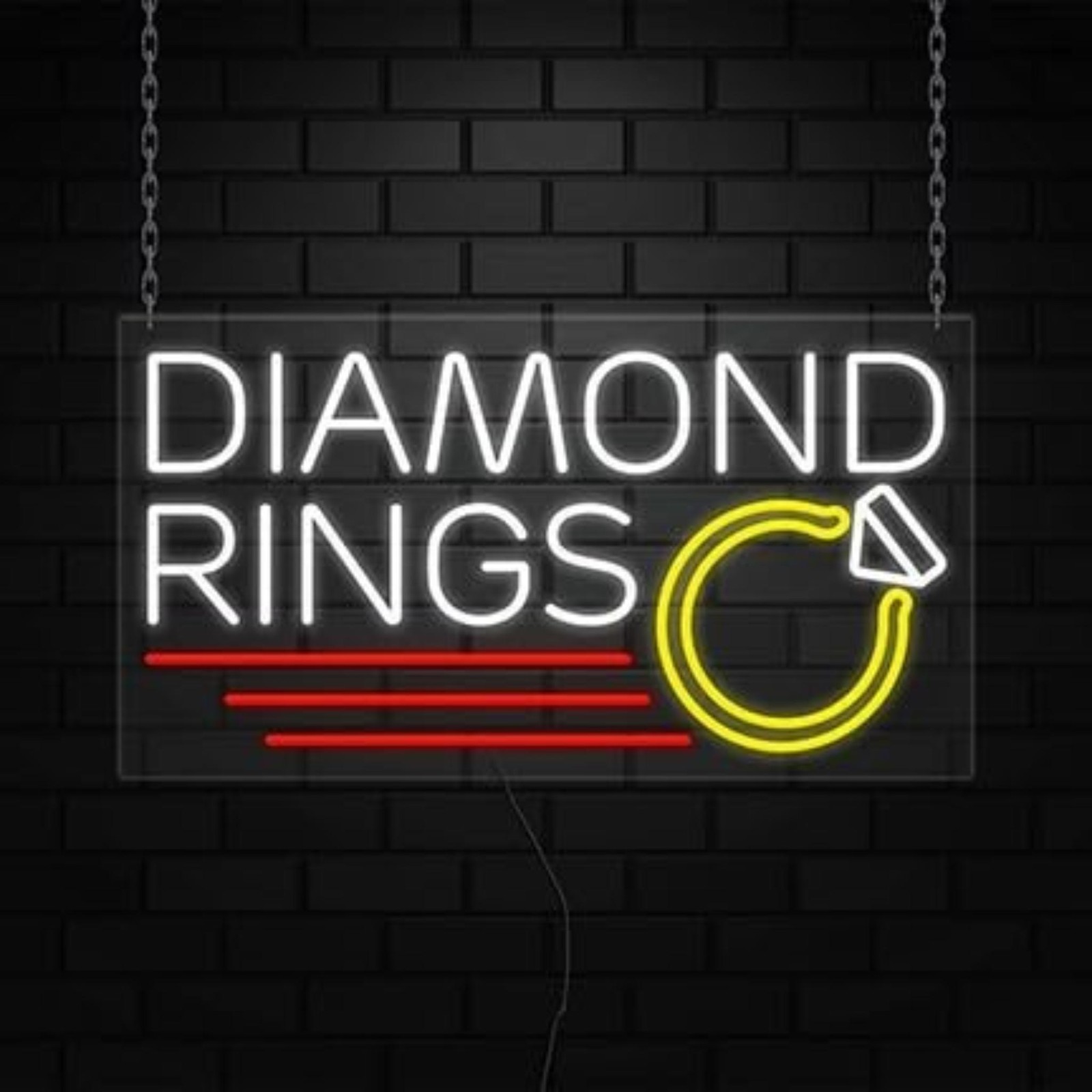 Diamond Rings Neon Sign for Retail Displays | LED Flex Neon | 37&Prime;W x 20&Prime;H x 1&Prime;D