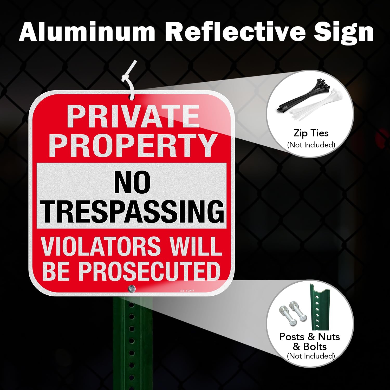 2 Pack 12×12 Inch Large Metal Private Property No Trespassing Signs